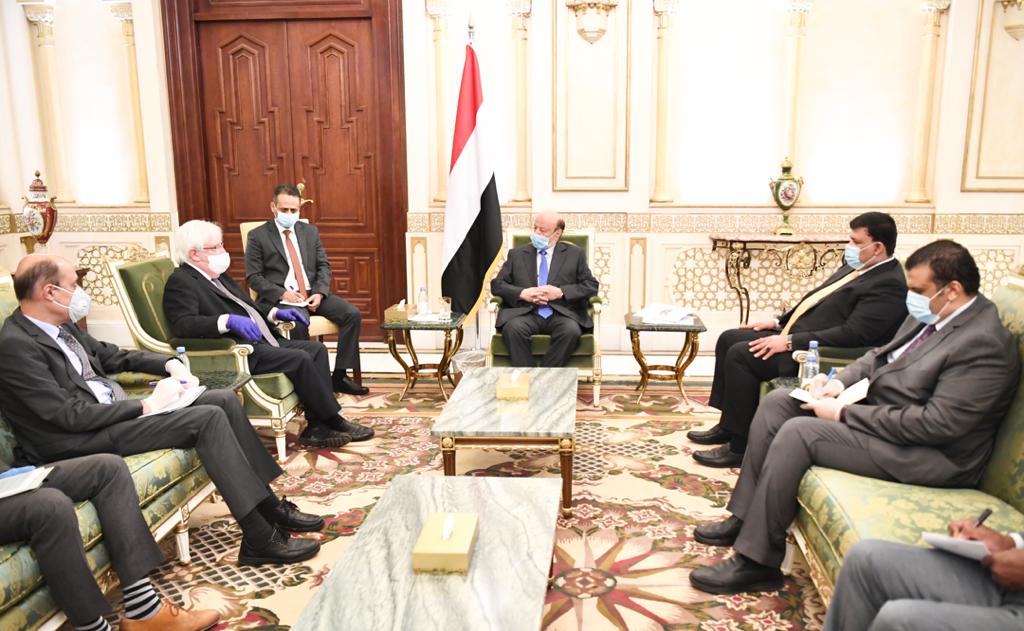 رئيس الجمهورية يستقبل المبعوث الأممي إلى اليمن ويؤكد حرصه على تحقيق السلام الشامل